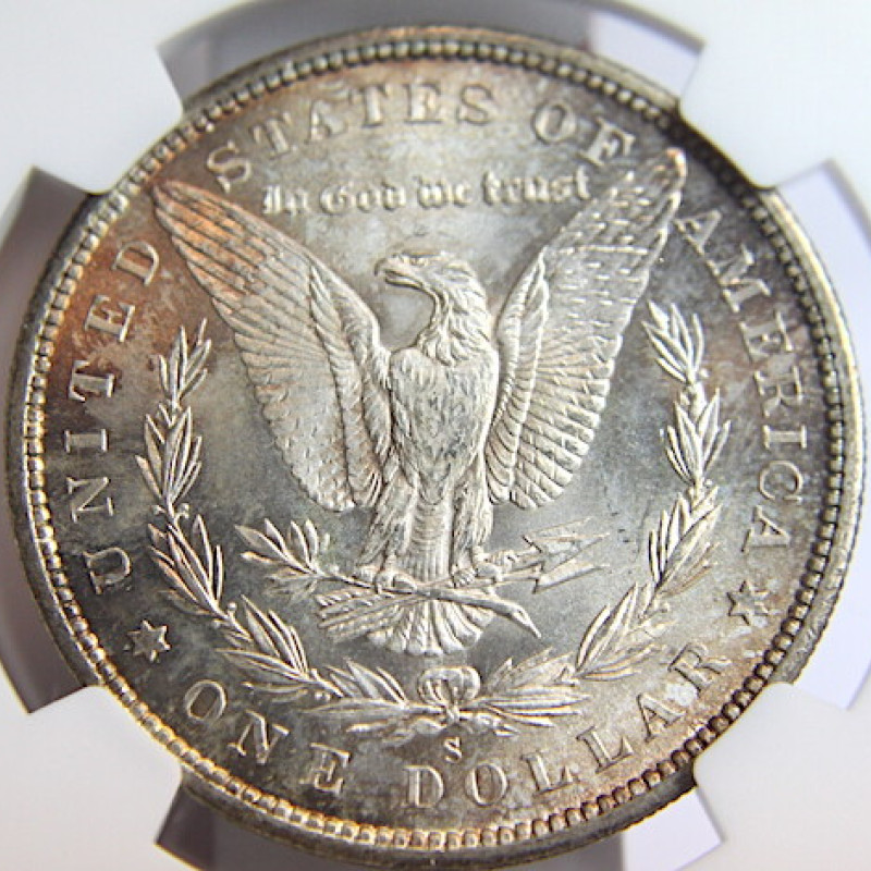 1880 S $1 NGC MS 62 SILVER DOLLAR MORGAN (COLOR COIN)  1880 S $1 NGC MS 62 SILVER DOLLAR MORGAN (COLOR COIN)