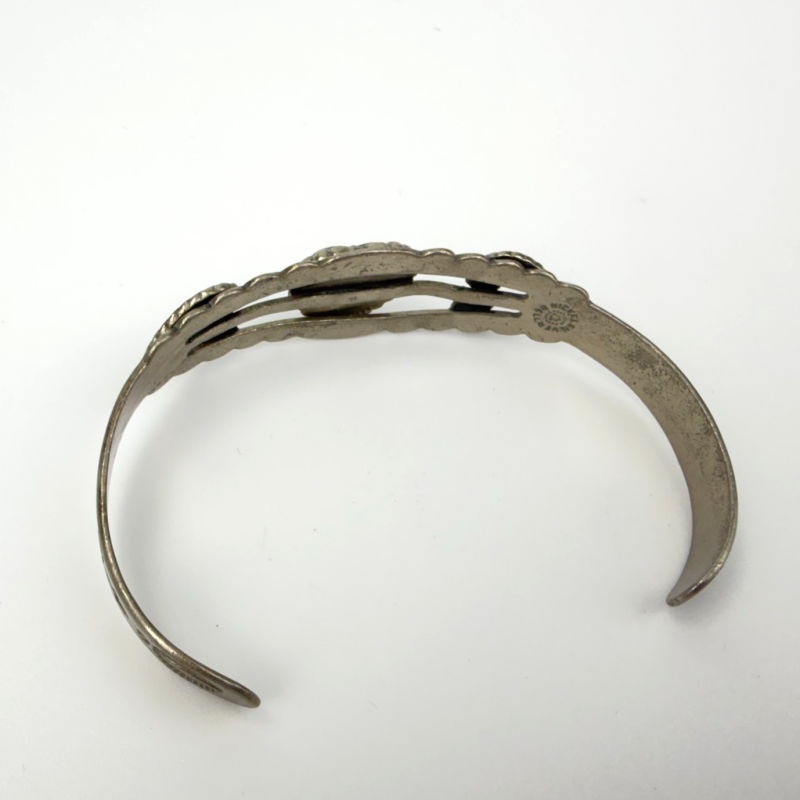 Vintage Bell Trading Post Turquoise Nickel Silver Southwestern Cuff Bracelet