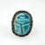 Vintage Egyptian Revival Sterling Silver Carved Faience Scarab Ring, Sz. 7