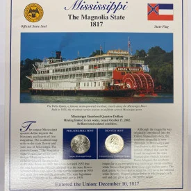 2002 P & D QUARTER COINS MISSISSIPPI STATEHOOD & STAMPS COLLECTION