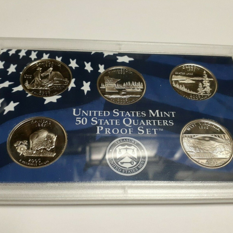 2005 50 STATE QUARTERS PROOF SET 5 COINS IN SET