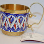 Russian silver 925 & 24k Gold Plated, Tea Cup Holder Enamel Filligree