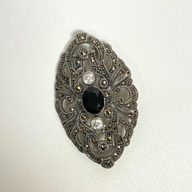 Judith Jack Stunning Sterling, Marcasite and CZ Brooch