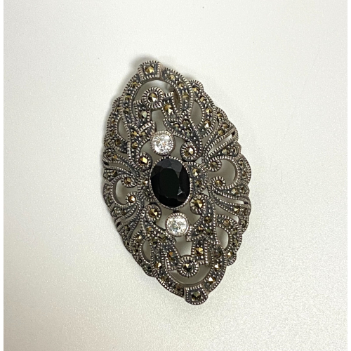 Judith Jack Stunning Sterling, Marcasite and CZ Brooch