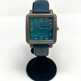 Ecclissi Sterling Silver Women’s Square Watch Blue MOP dial & Leather Band