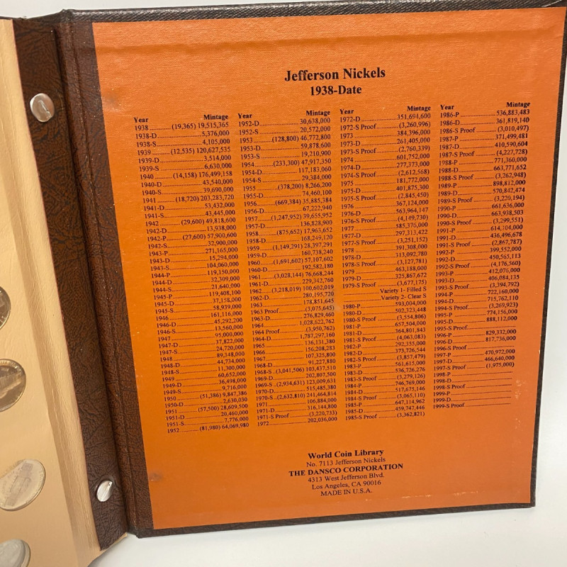 Dansco Album 7113 Jefferson Nickels 1938-1976 Coin Collectors, 158 coins