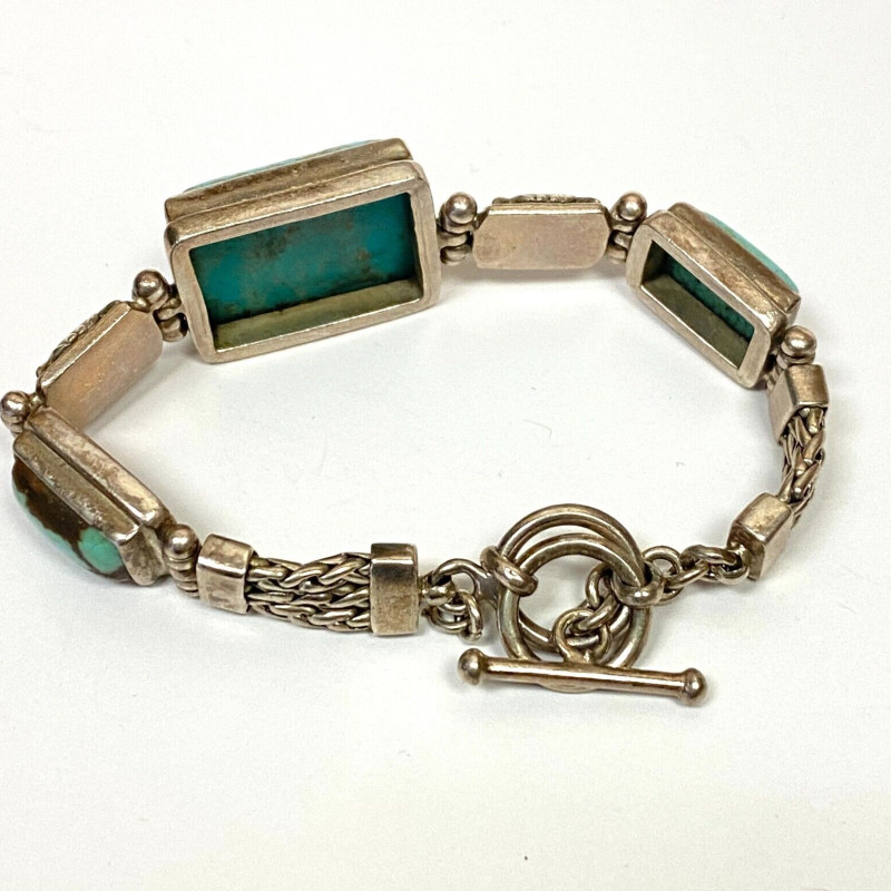 Vintage 925 Sterling Silver Bracelet with Turquoise stomnes