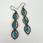 Vintage Boho Natural Turquoise Sterling Silver Dangle Earrings With Yellow Hue
