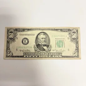 1950 $50 Federal Reserve Note Old U.S. Currency Fifty Dollar Bill