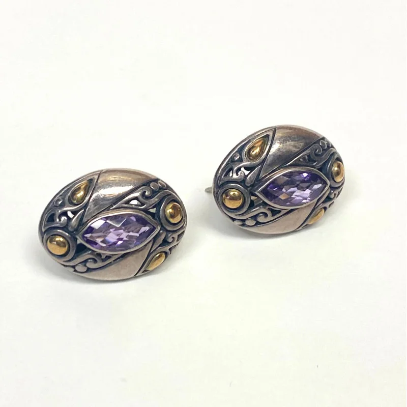 SAMUEL BENHAM BJS STERLING SILVER 18K GOLD EARRINGS RING SET LOT PURPLE