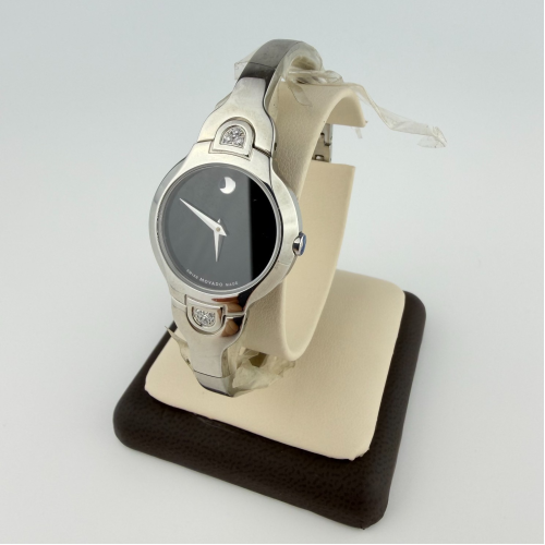 MOVADO Museum Stainless Steel Black Dial Bangle 6 Diamond Women's Watch MOVADO Museum Stainless Steel Black Dial Bangle 6 Diamond Women's Watch