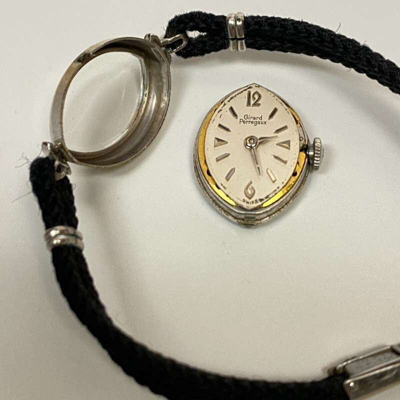Antique Girard Perregaux 14K White Gold Ladies Wristwatch - GEMEX USA 10KT Band Antique Girard Perregaux 14K White Gold Ladies Wristwatch - GEMEX USA 10KT Band