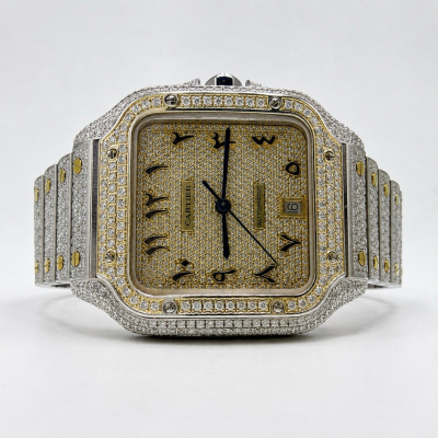 Cartier Santos Automatic Diamond Watch Arabic Dial 4072 Stainless Steel 100m Cartier Santos Automatic Diamond Watch Arabic Dial 4072 Stainless Steel 100m