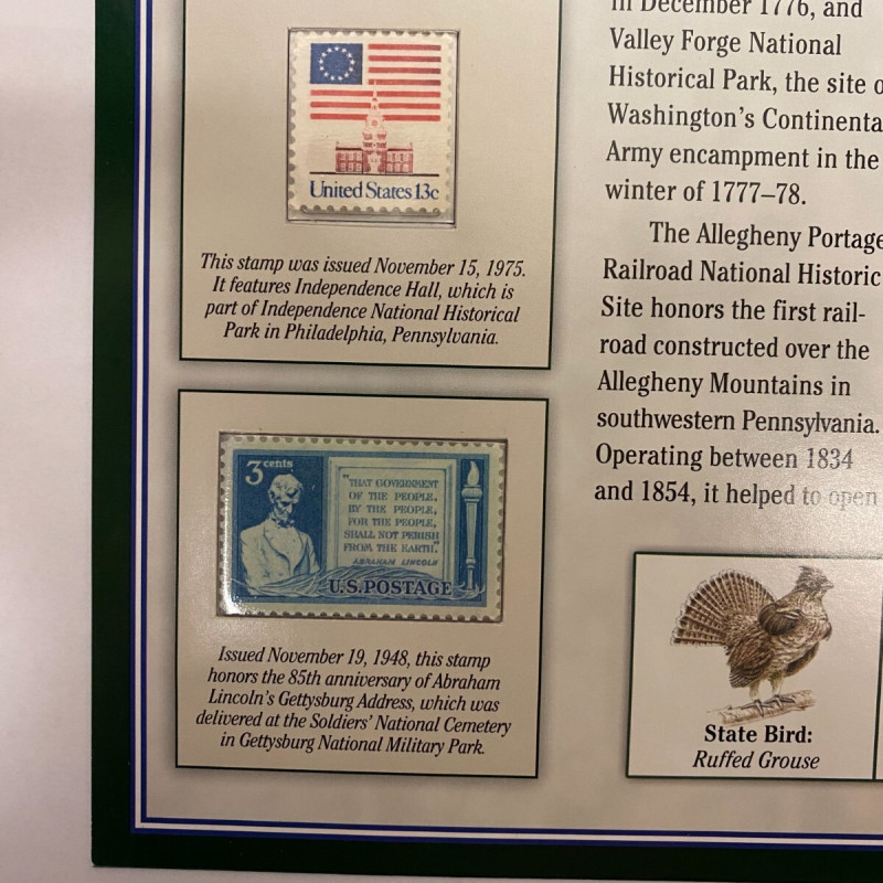 2011 Pennsylvania Gettysburg National Military Park Quarter P&D w/2 Stamps