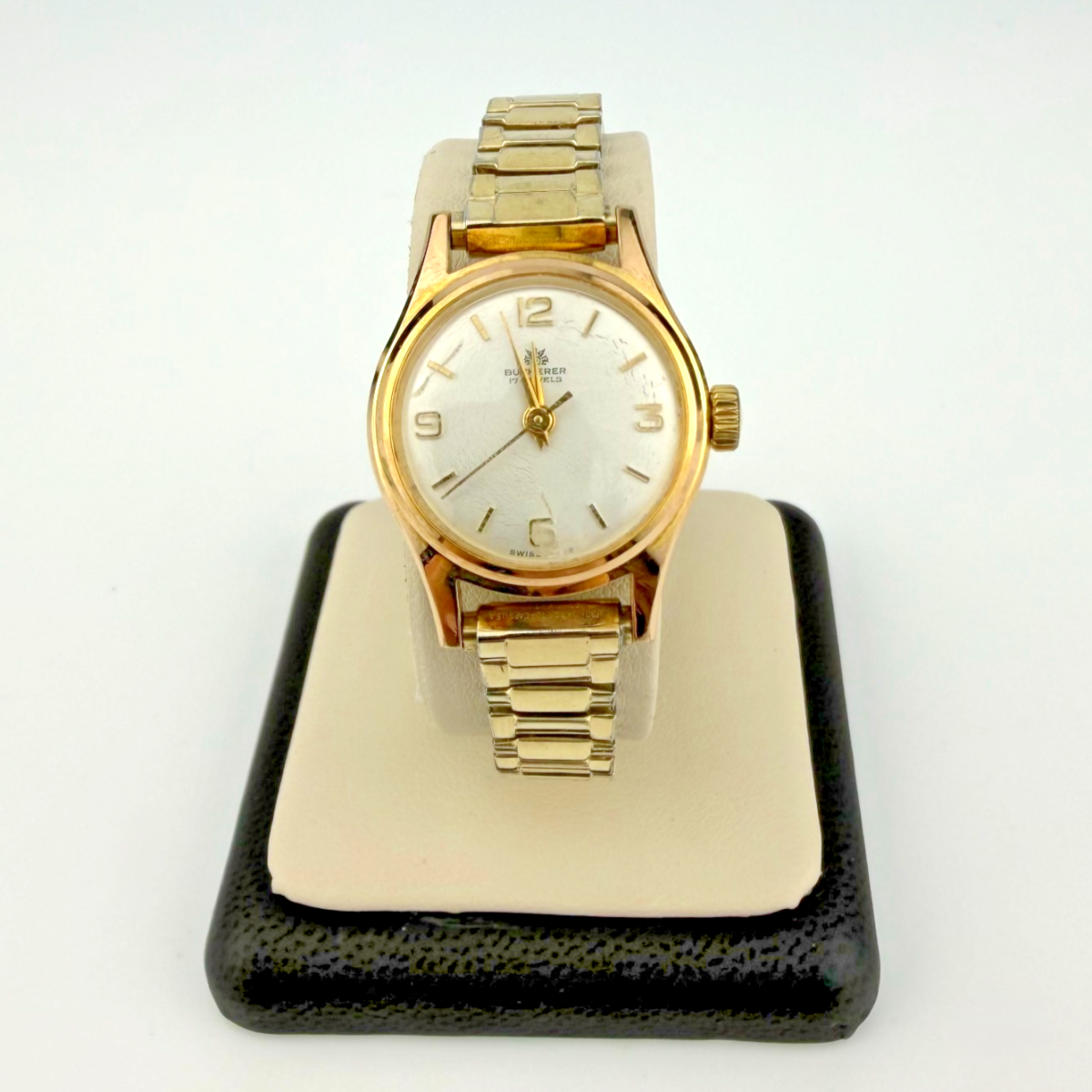 Vintage Bucherer 17 Jewels Swiss Ladies Watch Gold Speidel Bracelet 17250, 6 in