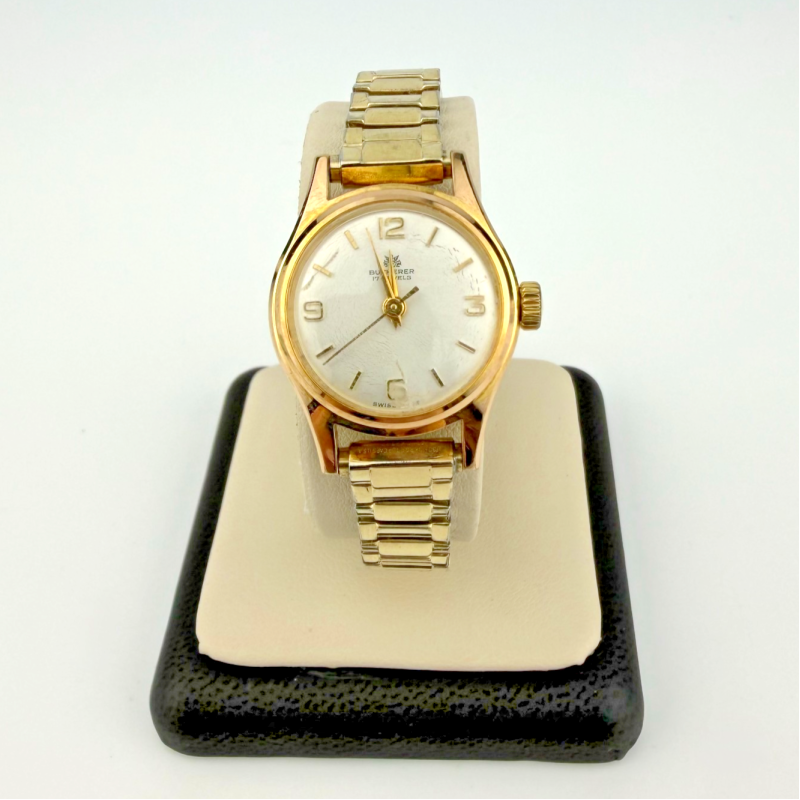 Vintage Bucherer 17 Jewels Swiss Ladies Watch Gold Speidel Bracelet 17250, 6 in
