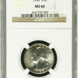 NGC MS 66 1956 25c Washington Quarter Silver 
