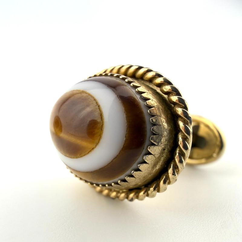 Vintage L'Aiglon Gold Tone Cuff Links Gold Tone Tiger's Eye Stone