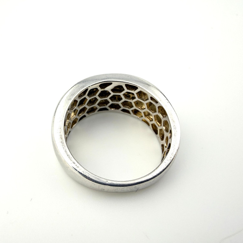 Sterling Silver 925 Pave Diamond Wide Band Ring Mens Size 11.5