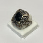 Sterling Silver 925 and 750 Gold Ring with Black Onyx Size 6.5