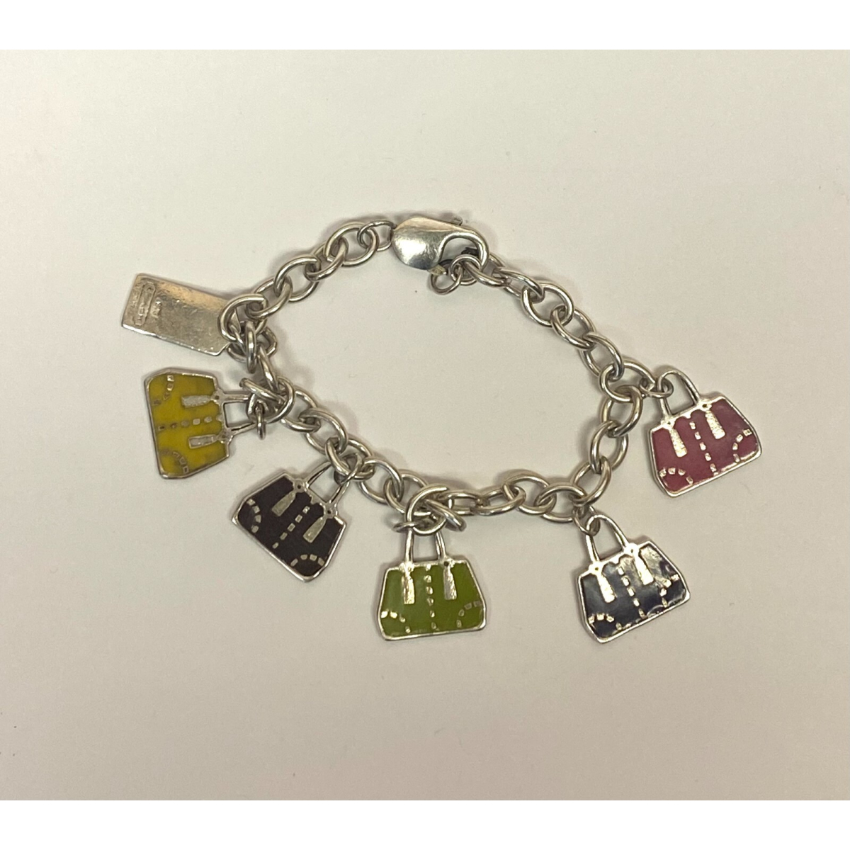 Coach EST. 1941 Sterling Silver Retired Purse Charm Bracelet