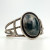 Native American Style Sterling Silver Oval Black&White Agate Stone Cuff Bracelet