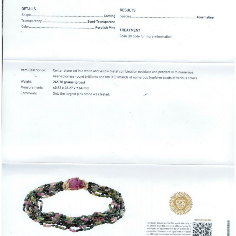 Estate 18K Yellow Gold Multi Color Tourmaline & Diamond Necklace & Earrings Set Estate 18K Yellow Gold Multi Color Tourmaline & Diamond Necklace & Earrings Set