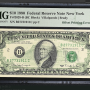 1990 $10 FRN New York Offset Printing Error Back to Front PMG 55 B2773 1911C