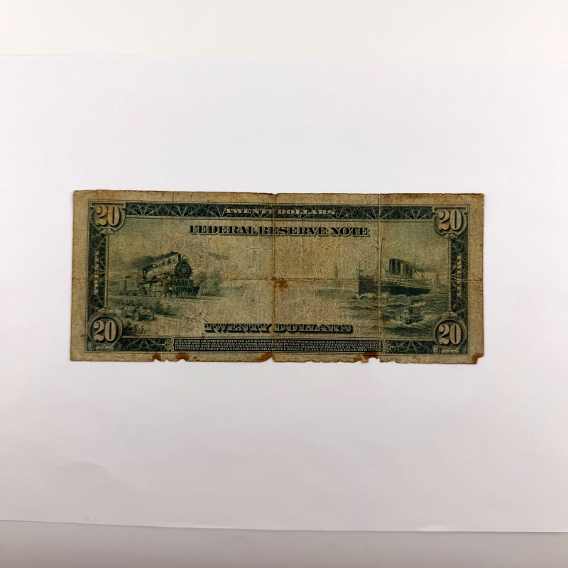 1914 $20 Large Federal Reserve Note Blue Seal, Triple 999 & Double 22, Cleveland