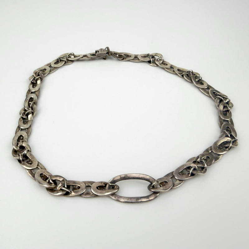 Vintage Judith Jack Signed Sterling Silver Marcasite Link Necklace