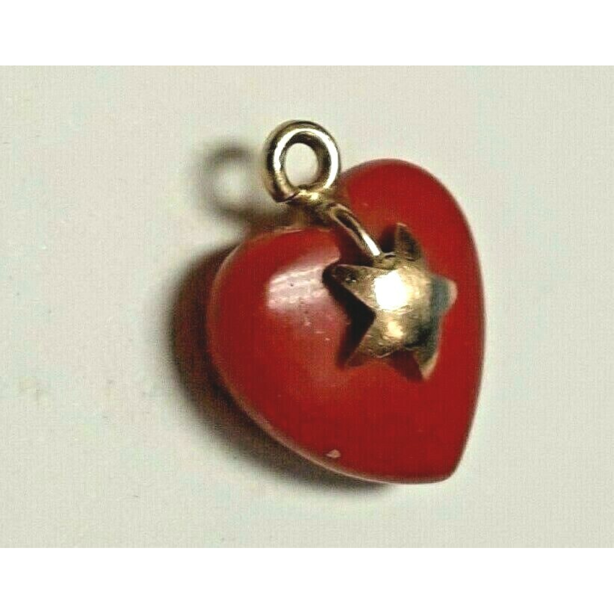 14 K Gold Red  CORAL HEART CHARM