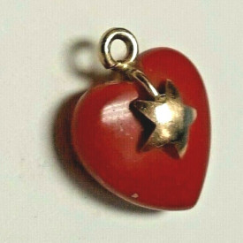 14 K Gold Red  CORAL HEART CHARM