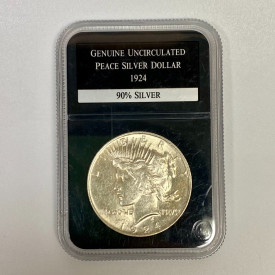 1924 Genuine Uncirculated Peace 90% Silver Dollar-PCS Stamp & Coin