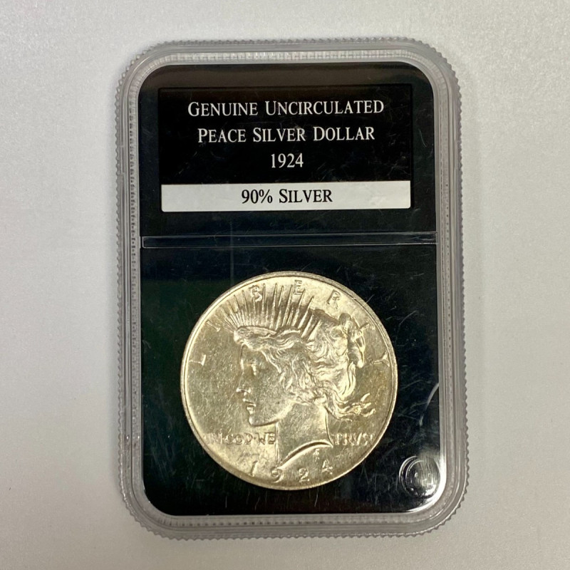 1924 Genuine Uncirculated Peace 90% Silver Dollar-PCS Stamp & Coin 1924 Genuine Uncirculated Peace 90% Silver Dollar-PCS Stamp & Coin