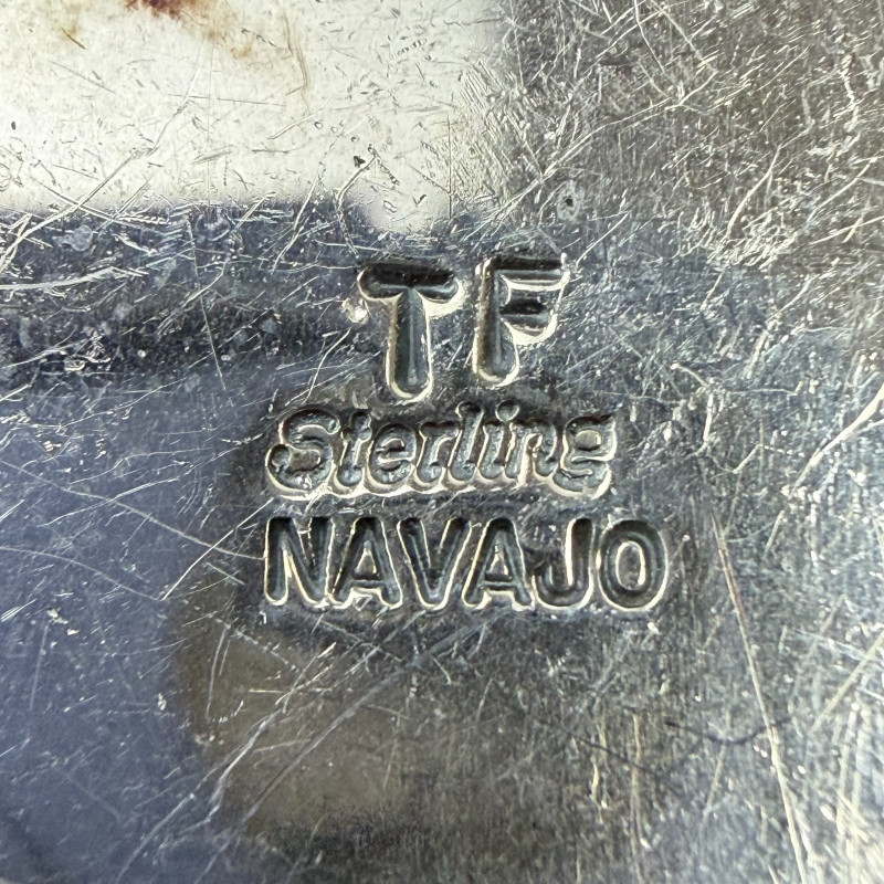 Vintage Navajo Inlay Sterling Mosaic Pendant Necklace, By TF Thomas Francisco