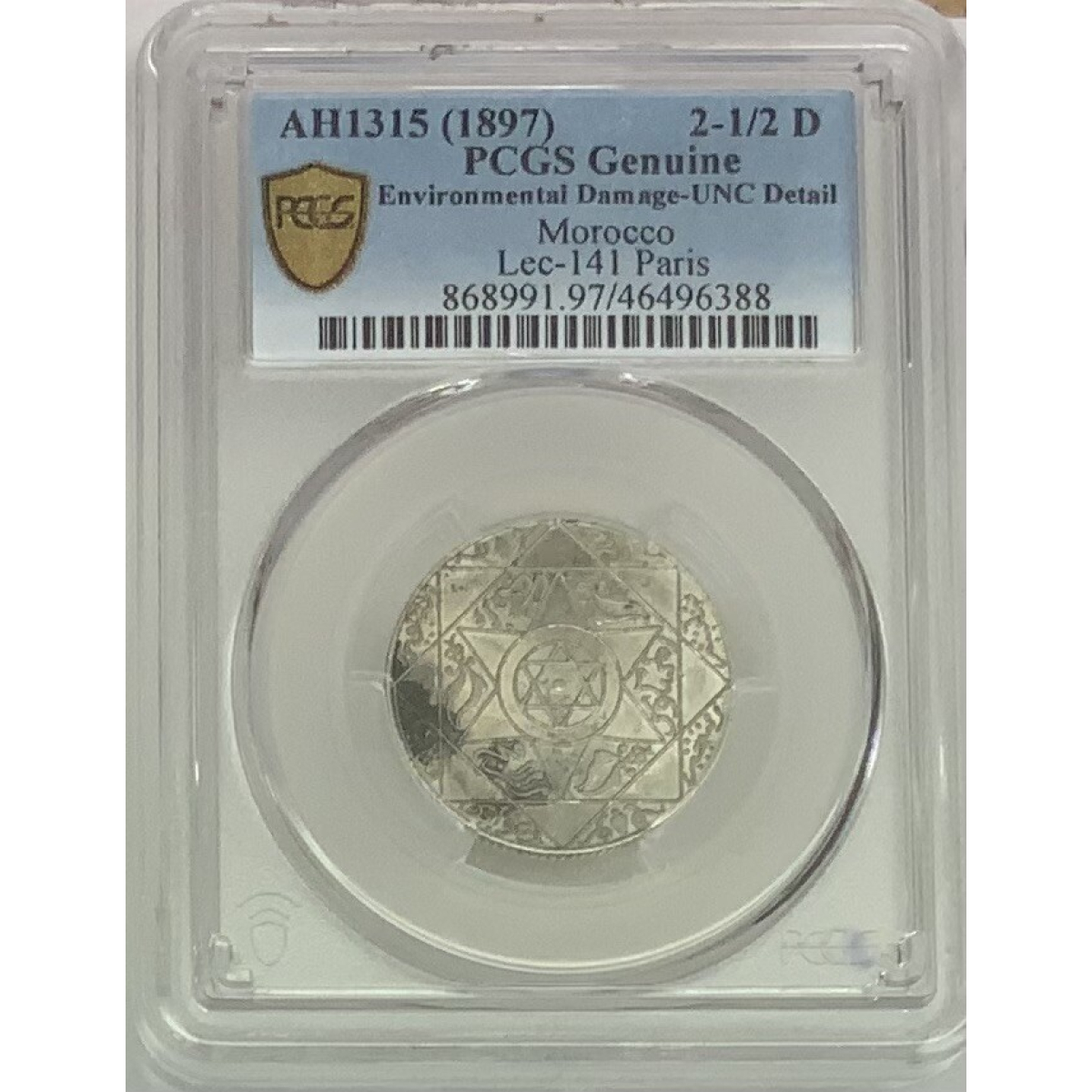 AH1315 (1897) PCGS Genuine 2-1/2 D UNC Detail Morocco