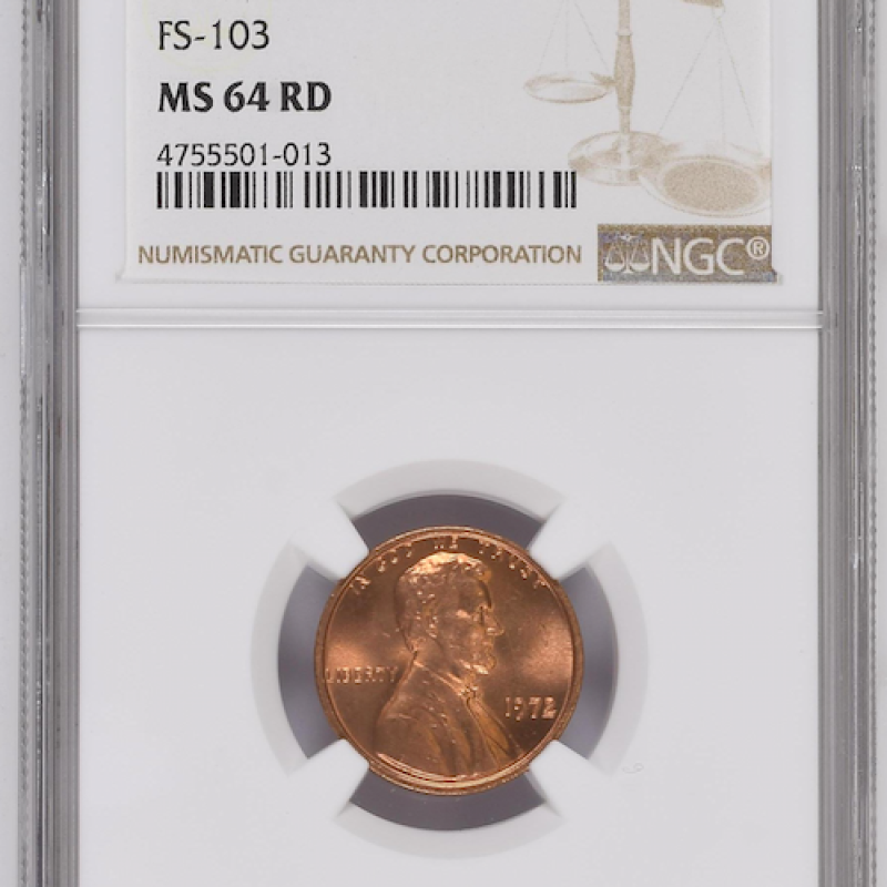 NGC MS 64 RD F-S 103 1972 DDO NGC 1C LINCOLN MEMORIAL