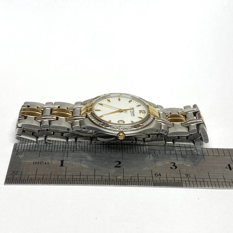 Wittnauer White Dial Date Gold Electro Plated Diamond Bezel Stainless Watch Wittnauer White Dial Date Gold Electro Plated Diamond Bezel Stainless Watch