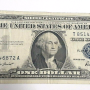 1957 One Dollar Bill Silver Certificate Average Circulated Blue Seal