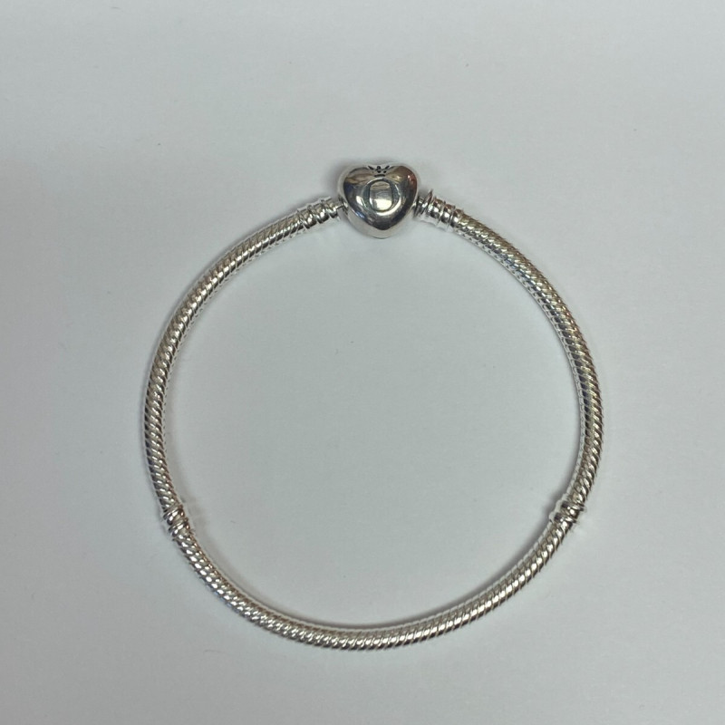 PANDORA Moments Heart Clasp Snake Chain Bracelet Size 7 inches