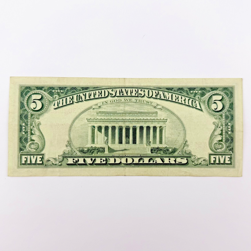 1953 Series $5 Red Seal United States Note - Serial A50302945A, Boston A Distr.