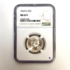 WASHINGTON QUARTER DOLLAR 1963-D 25C NGC MS67+