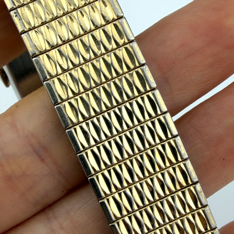 Vintage Winton Shock-Resist Rectangular Gold Filled Watch Mesh Bracelet Swiss
