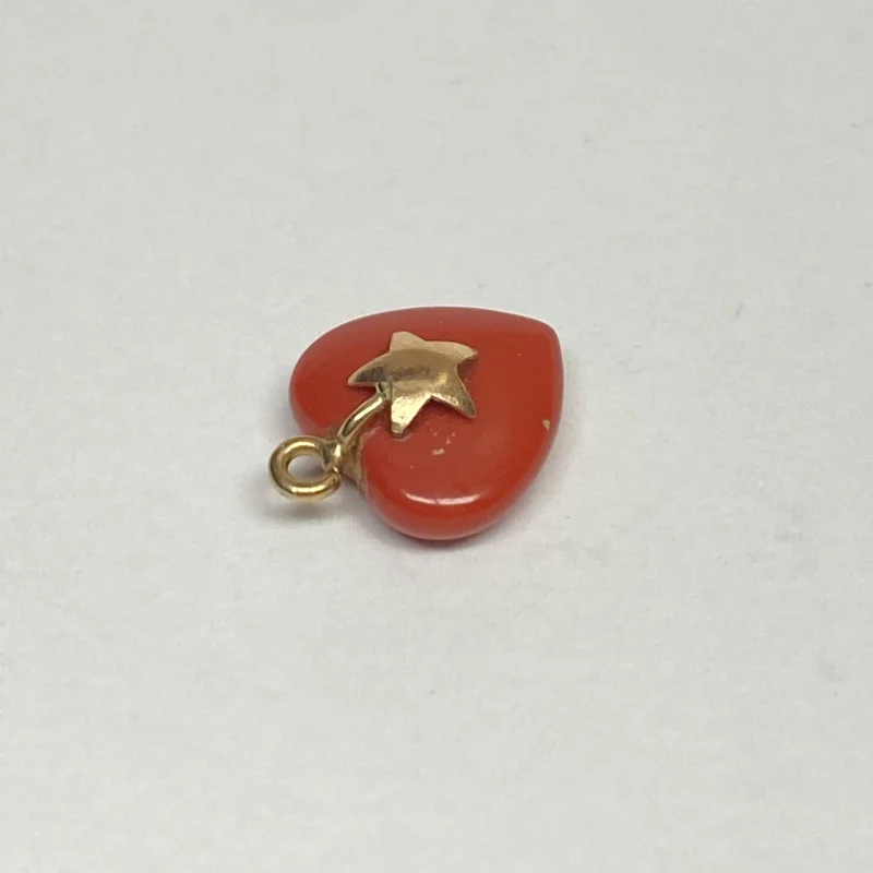 14 K Gold Red  CORAL HEART CHARM
