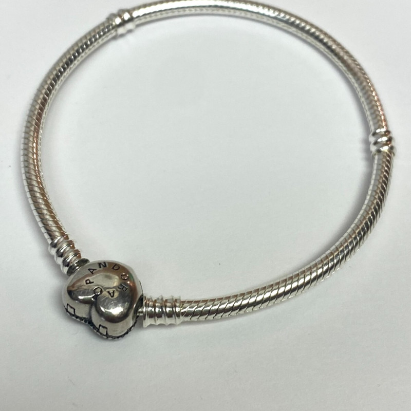 Authentic Pandora Pave HEART MOMENTS Charm bracelet 18cm CZ clip logo Silver AL