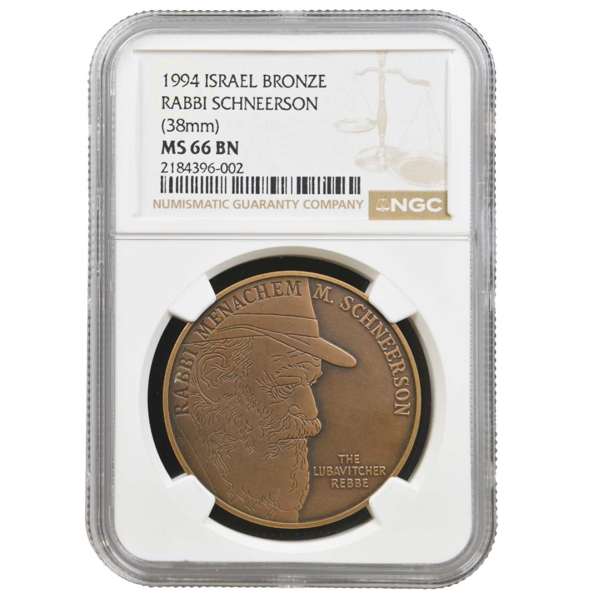1994 Israel Bronze Medal Rabbi Menachem M. Schneerson The Lubavitcher Rebbe NGC