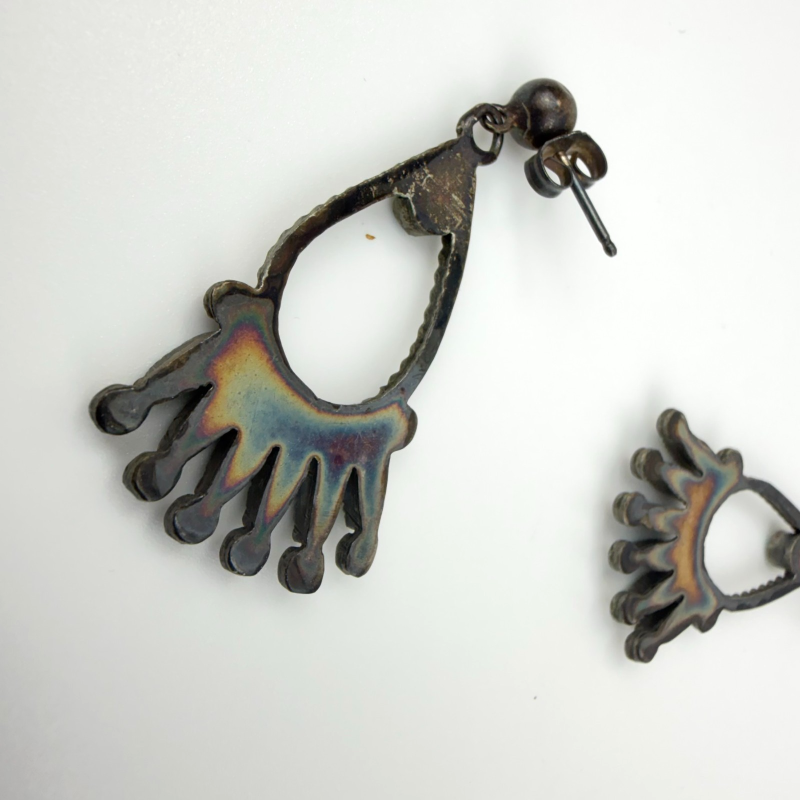 Vintage Silver Turquoise Zuni Petit Style Point Pierced Earrings