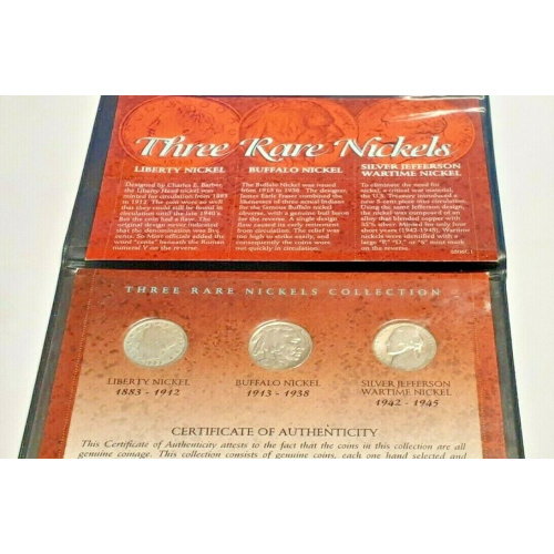 Three  Rare Nickels Collection Liberty, Buffalo, Jefferson Silver War