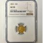 1855 $1 Indian Princess Head Gold Dollar NGC AU 58