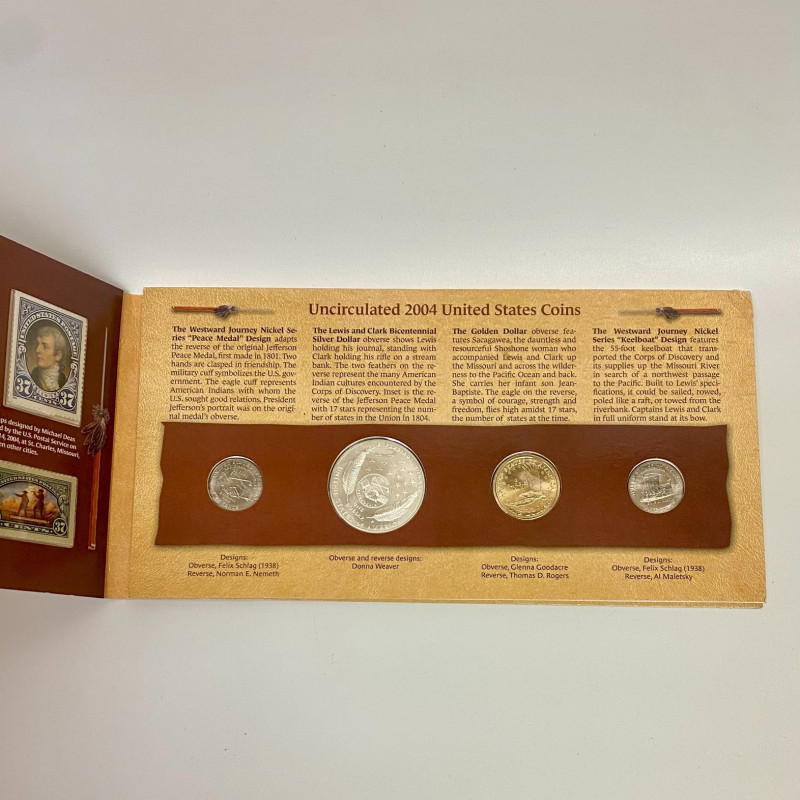 2004 Lewis & Clark Coinage & Currency Coin/Medal Set w/ $10 Bison Note & Stamps 2004 Lewis & Clark Coinage & Currency Coin/Medal Set w/ $10 Bison Note & Stamps